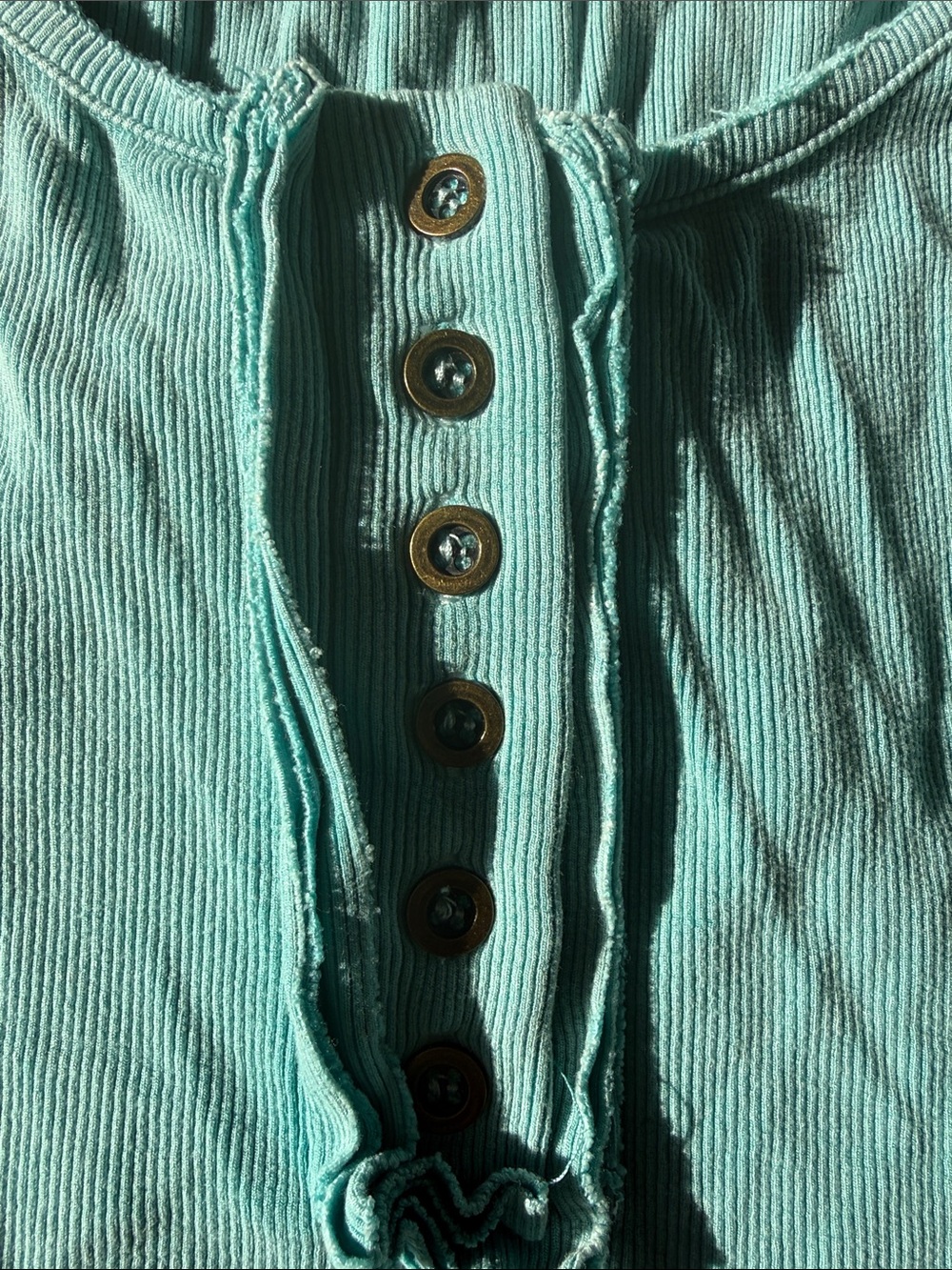 POL Teal Ribbed Button-Front Bodysuit - Picture 5 of 6